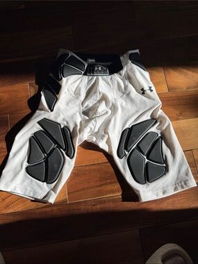 Under Armour White Padded Compression Shorts with Black Pads